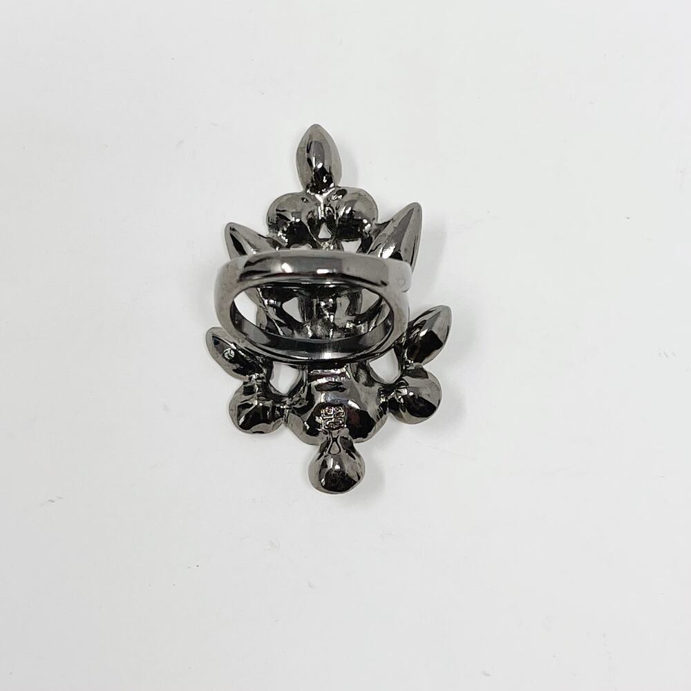 Boutique Gemstone Cocktail Ring Size 6.75 Dark Silver Tone Costume Statement - Picture 4 of 6